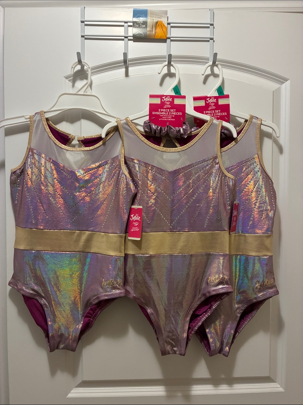 Justice Girls 3 Iridescent Purple & Gold Dance Bodysuit L 12-14 NEW gymnastics